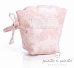 Porte Sucette Toile de Jouy Rose