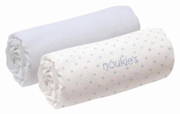 Noukies Lot de 2 Draps Housse Bleu Mix and Match - 60x120 cm