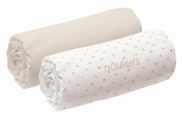 Noukies Lot de 2 Draps Housse Nougat Mix and Match - 60x120 cm