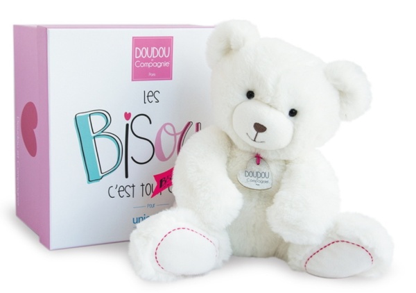 Doudou et Compagnie Peluche Ours Blanc Unicef - 30 cm