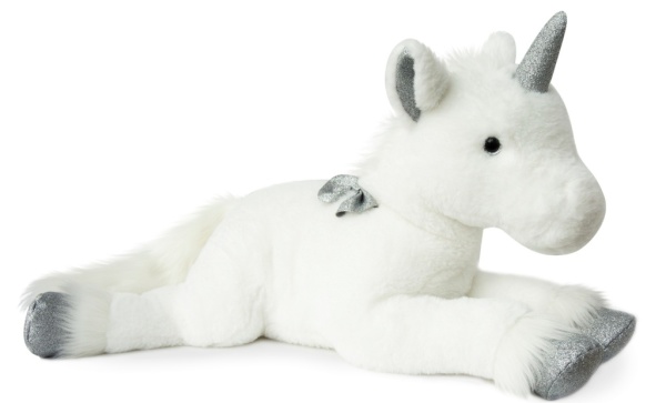 Histoire d Ours Peluche Licorne Argent Allongé - 60 cm