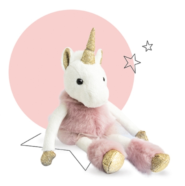 Histoire d Ours Peluche Licorne Glitter Rose - 25 cm