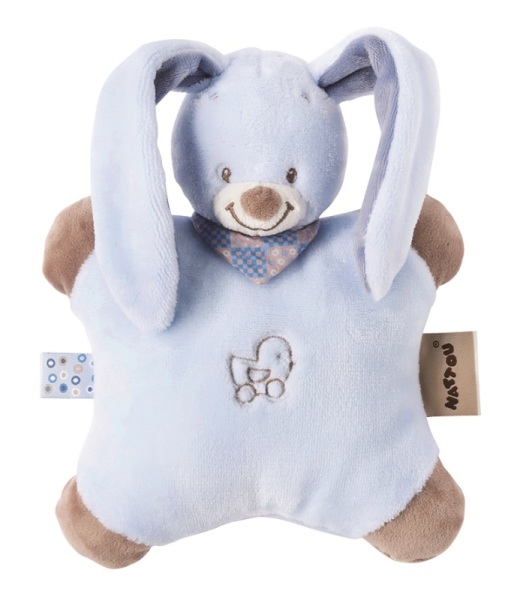 Nattou Flatsie – Kuschelweiches Rasseltier, Ca. 24 Cm, Blau | Mit Stoffzipfeln Zum Greifen, Für Babys Ab 0+