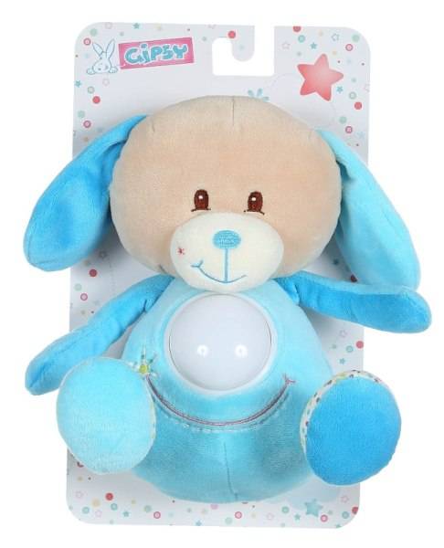 Gipsy Peluche Veilleuse Chien Bleu Smile - 26 cm