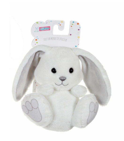 Gipsy Peluche Ptit Lapin Empreinte Blanc et Gris - 15 cm