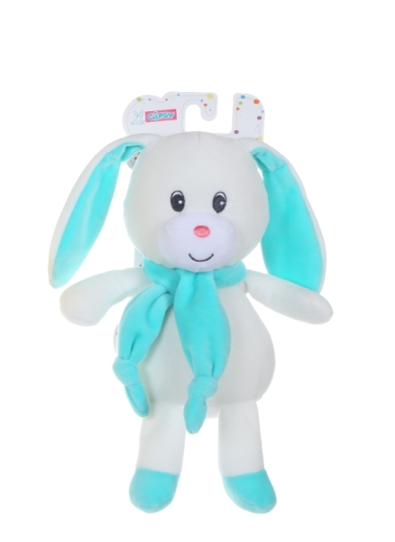 Gipsy Peluche Lapin Noeud Blanc écharpe Turquoise - 26 cm