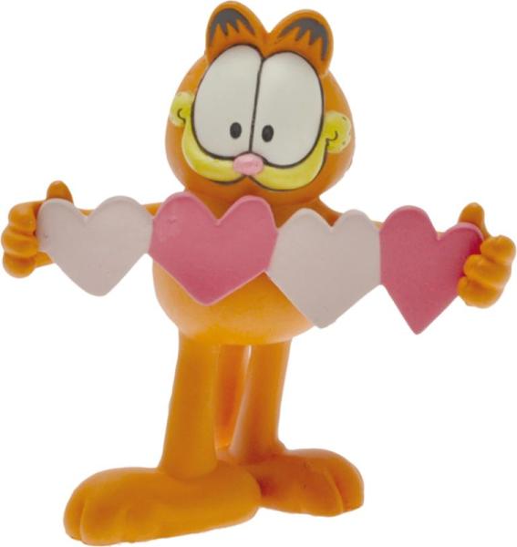 Plastoy Figurine Garfield tenant une Guirlande de Coeur