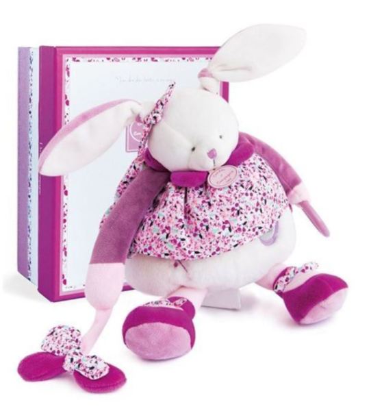 Doudou et Compagnie Peluche Pantin Activité Lapin Cerise - 30 cm