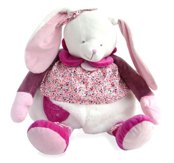 Doudou et Compagnie Peluche Range Pyjama Lapin Cerise - 50 cm