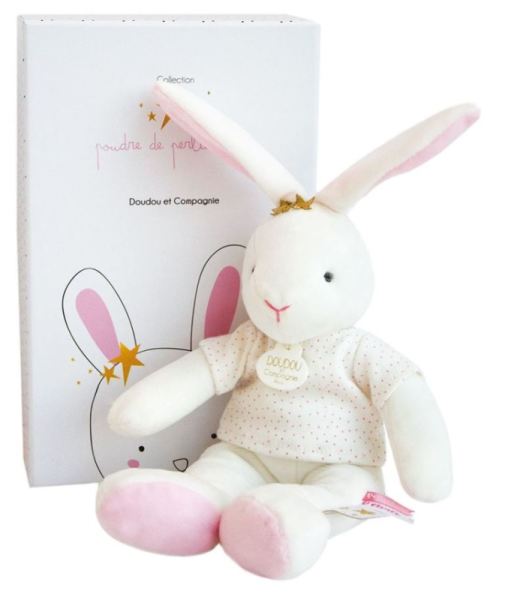 Doudou et Compagnie Peluche Pantin Lapin Fleurs Poudre de Perlidoudou