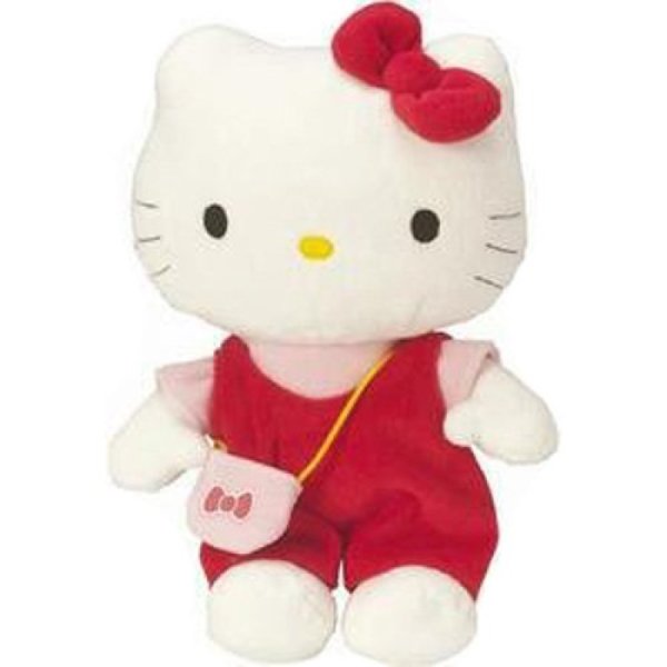 Jemini Peluche Hello Kitty Salopette Rouge et Sac à Main - 25 cm