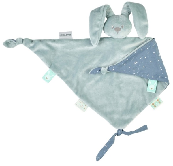 Nattou Doudou Maxi Lapin Vert De Gris Lapidou Phosphorescent