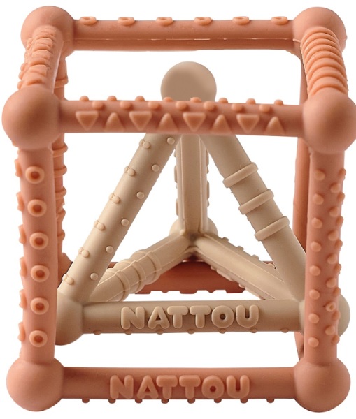 Nattou Set Cube Et Pyramide Silicone Caramel Et Beige