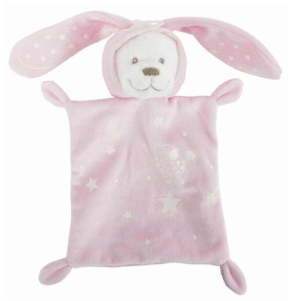 Nicotoy Doudou Carré Lapin Rose Glow Dark