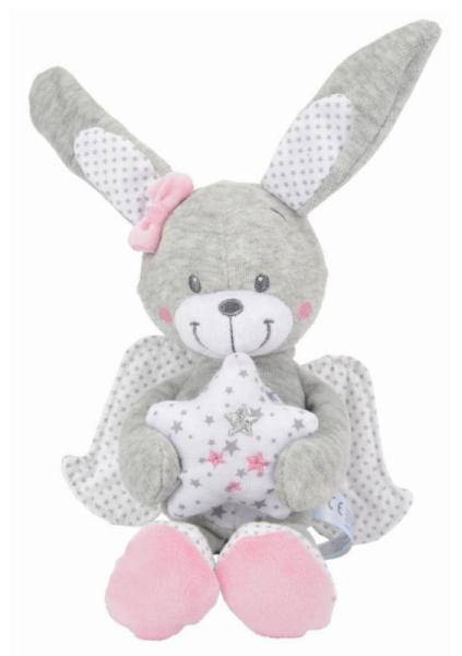 Nicotoy Peluche Musicale Lapin Rose Mon Ange - 25 cm