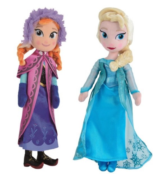 Disney Lot 2 Peluches Elsa et Anna La Reine des Neiges - 25 cm