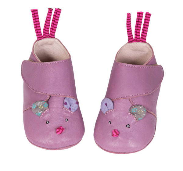 Moulin Roty Chaussons en Cuir Souris Les Jolis Pas Beaux - 12/18 mois