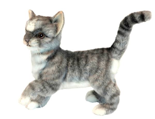 Anima Peluche Chaton Gris Tigré à 4 Pattes - 20 cm