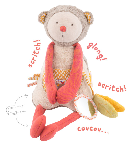 Moulin Roty Peluche Singe Activités Les Papoum - 34 cm