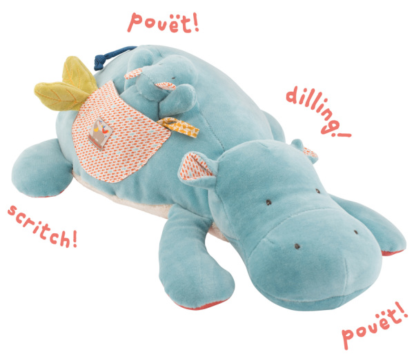 Moulin Roty Peluche Hippopotame Activités Les Papoum - 38 cm