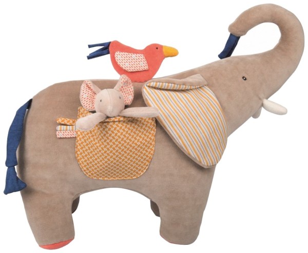 Moulin Roty Peluche Activités Eléphant Les Papoum - 32 cm