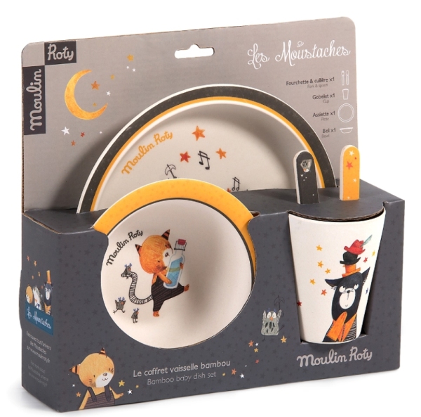 Moulin Roty Coffret Repas Bambou Les Moustaches