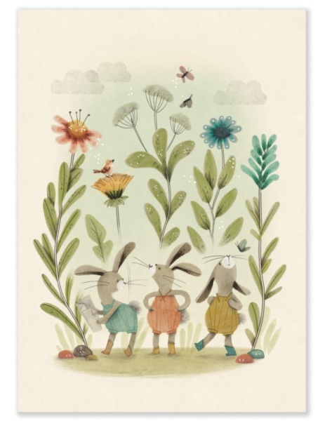 Moulin Roty Affiche Lapins Trois Petits Lapins - 50 x 70 cm