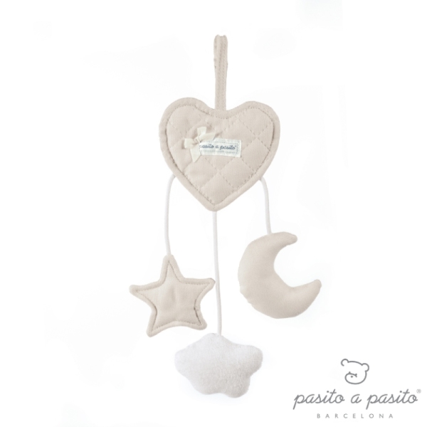 Pasito A Pasito Hochet Coeur à Suspendre Oxford Beige