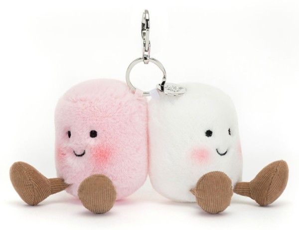 Jellycat Porte Clés Marshmallows Rose et Blanc Amuseable