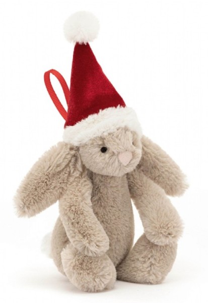 Jellycat Peluche Lapin Beige Bashful Noël à suspendre