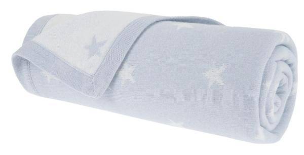 Noukies Couverture Bleu Blanc Tricot Jacquard - 75x100 cm