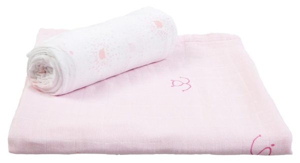 Noukies Set de 2 Langes Bambou Rose Cocon - 100x100 cm