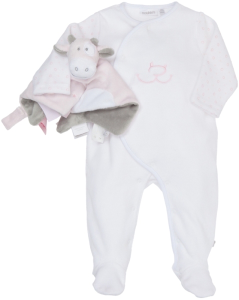 Noukies Coffret Pyjama et Doudou Lola Rose Concept Cadeau - 3 mois