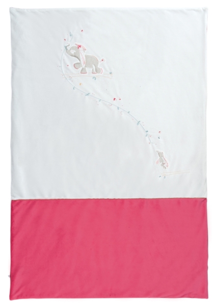 Noukies Set Da Bagno Anna & Pili - Asciugamano 75x75 Cm E Guanto, In Cotone, Tema Elefante E Coniglietto, Lampone/Bianco