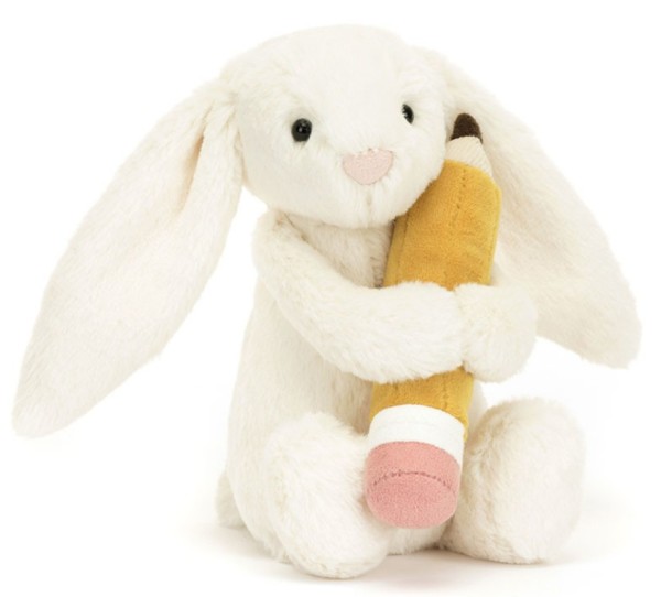 Jellycat Peluche Lapin avec Crayon Bashful