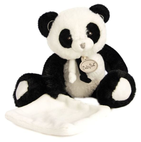 Babynat Peluche Panda Noir et Blanc avec mouchoir