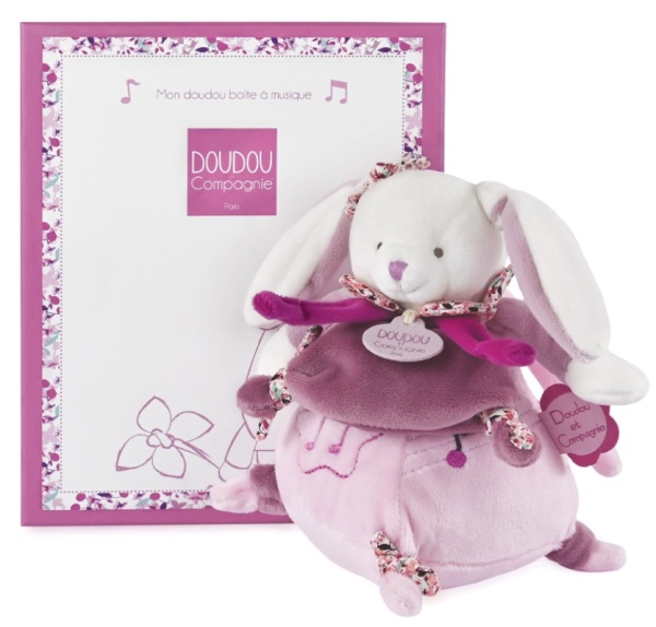 Doudou et Compagnie Peluche Musicale Lapin Cerise - 17 cm