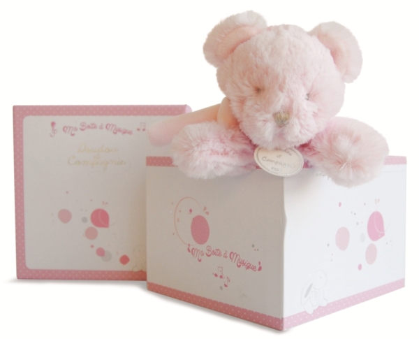 Doudou et Compagnie Peluche Musicale Ours Bonbon Rose - 20 cm