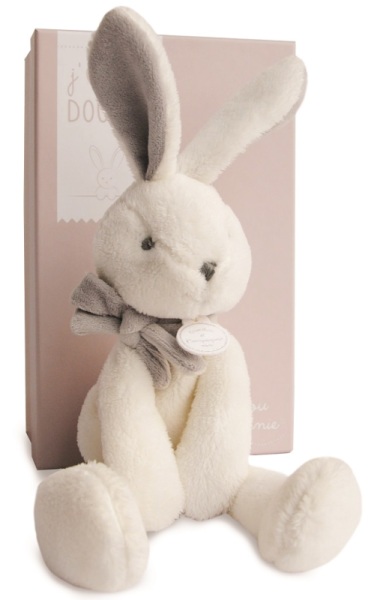 Doudou et Compagnie Peluche Lapin Gris Perle - 30 cm