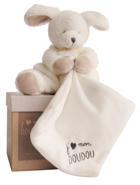 Doudou et Compagnie Peluche Chien Gris avec Doudou - 20 cm