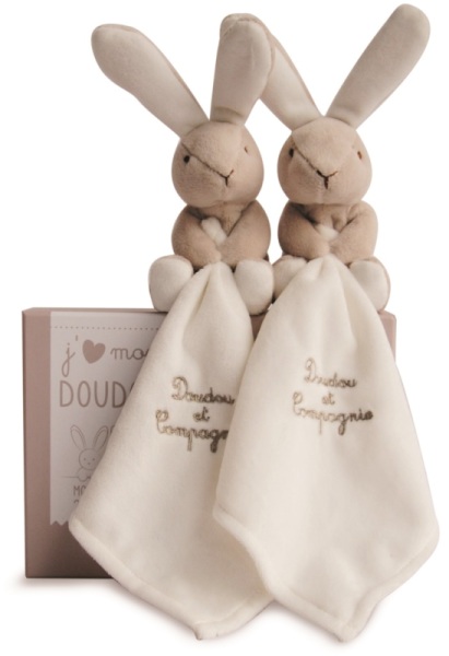Doudou et Compagnie Duo Doudou Lapin Couleur Taupe - 15 cm