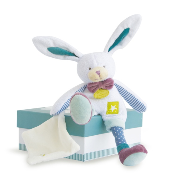 Doudou et Compagnie Peluche Les Ptitous Pantin Lapin avec Doudou - 22 cm