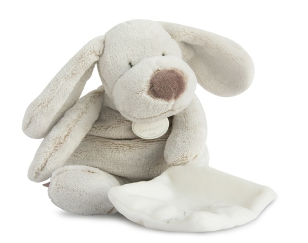 Doudou et Compagnie Peluche Chien Naturel avec Mouchoir - 25 cm