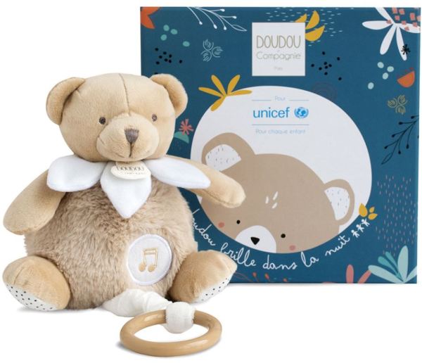 Doudou et Compagnie Peluche Musicale Ours Luminescent UNICEF