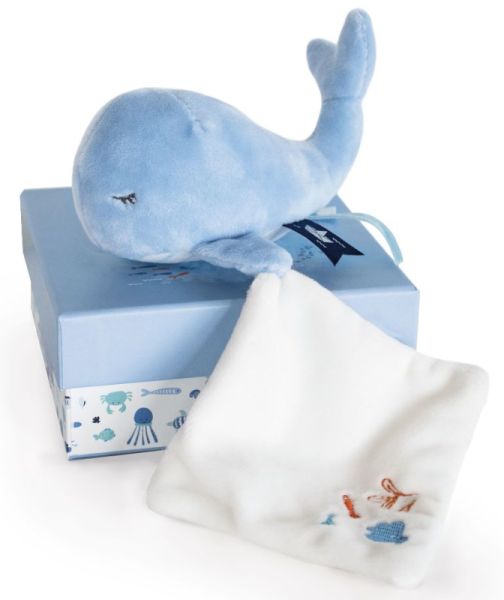 Doudou et Compagnie Peluche Baleine Bleue et Doudou Sous Océan