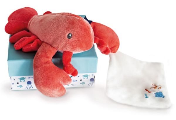 Doudou et Compagnie Peluche Homard Corail et Doudou Sous Océan