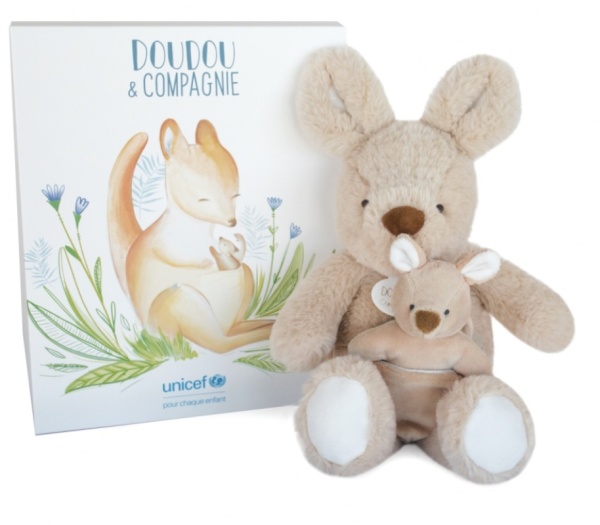 Doudou et Compagnie Peluche Kangourou et Bébé Unicef
