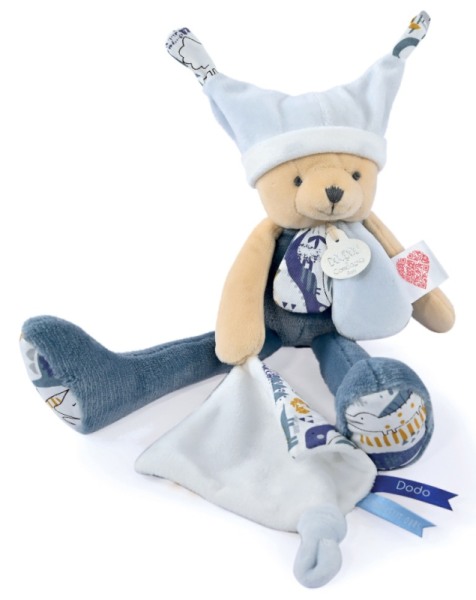 Doudou et Compagnie Peluche Pantin Ours Bleu 3 Histoires
