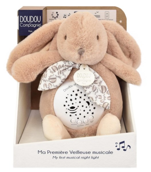 Doudou et Compagnie Peluche Veilleuse Musicale Lapin Beige Lapin Doudou