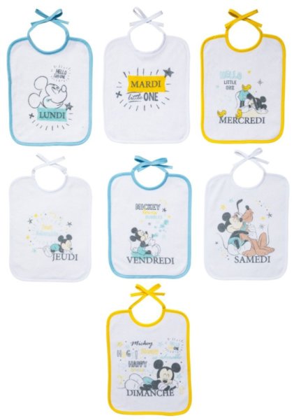 Babycalin Lot de 7 Bavoirs Journalier Mickey Little One